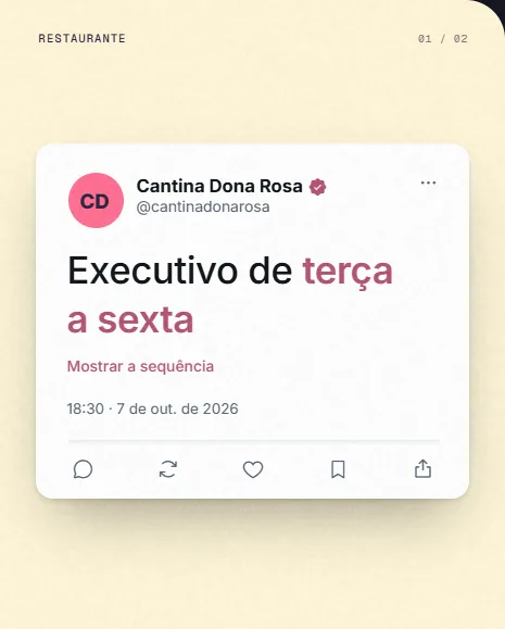 Exemplo de post da Vizível para restaurantes, cafés e delivery