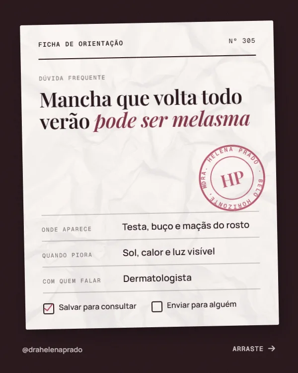 Post de Dermatologia, estilo Ficha clínica