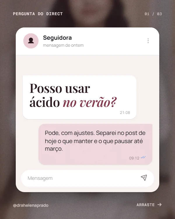 Post de Dermatologia, estilo Conversa