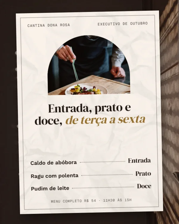 Post de Restaurante, estilo Cardápio