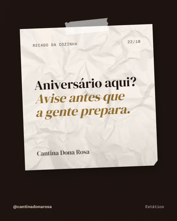 Post de Restaurante, estilo Bilhete